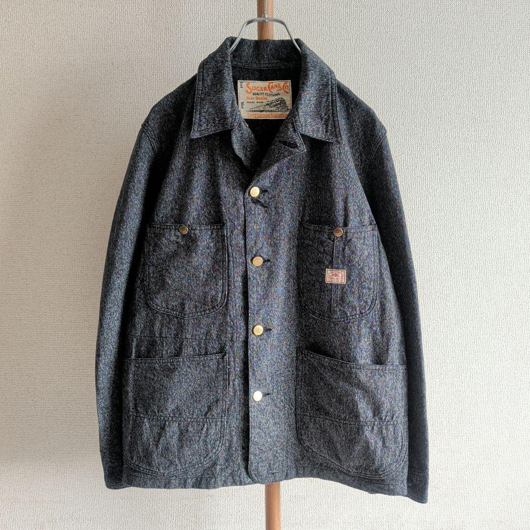 シュガーケーン 9oz. ブラックコバート ワークコート カバーオール M