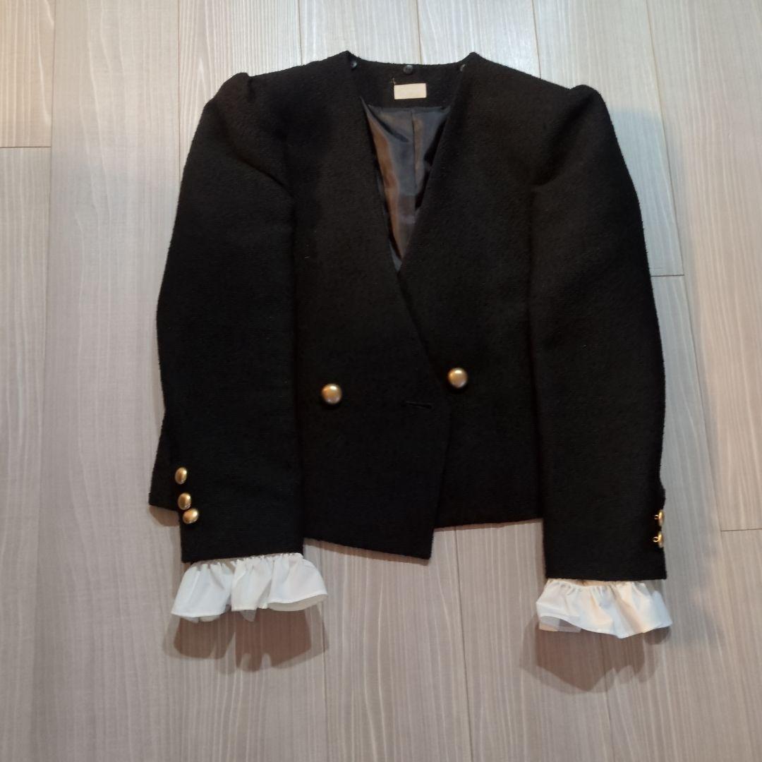 ri−ri　Cygne ブラック テーラードジャケット フリル襟