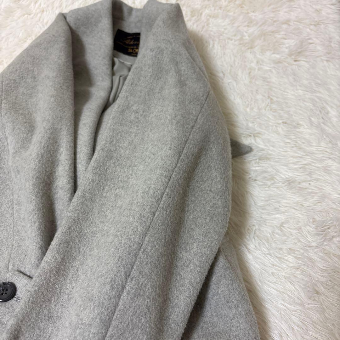 スローブイエナ ウール カシミア混 ガウンコート 女優襟 ベルト付き