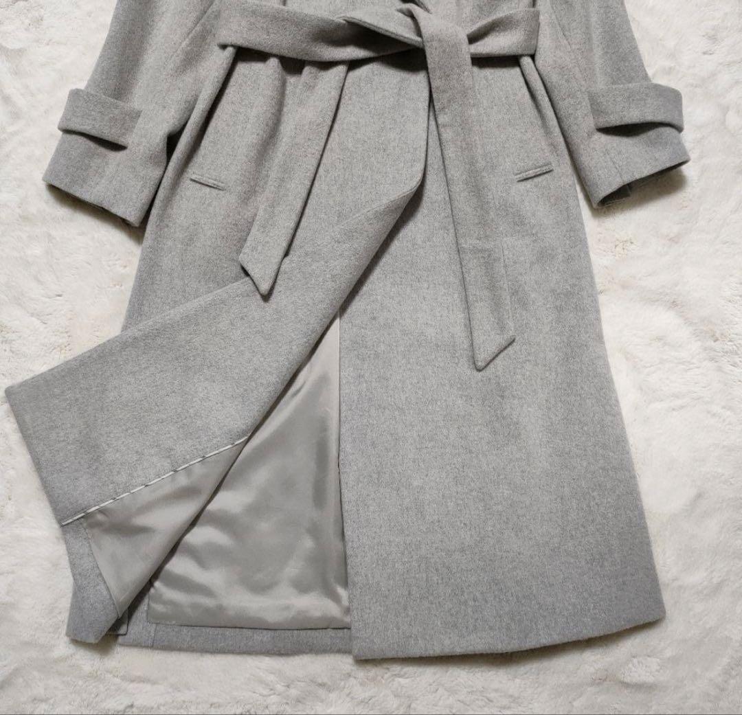 スローブイエナ ウール カシミア混 ガウンコート 女優襟 ベルト付き