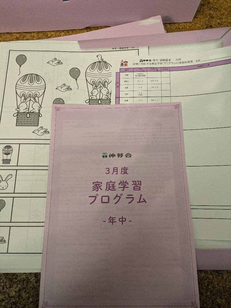 【伸芽会】家庭学習プログラム　年中　3〜10月　授業＆解説プリント　6〜10月