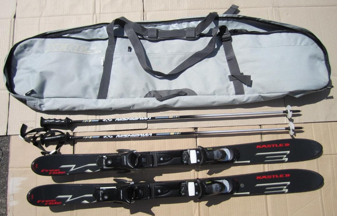 ケスレー(KASTLE)Freeride120cmミッドスキー＆ストック＆バッグ