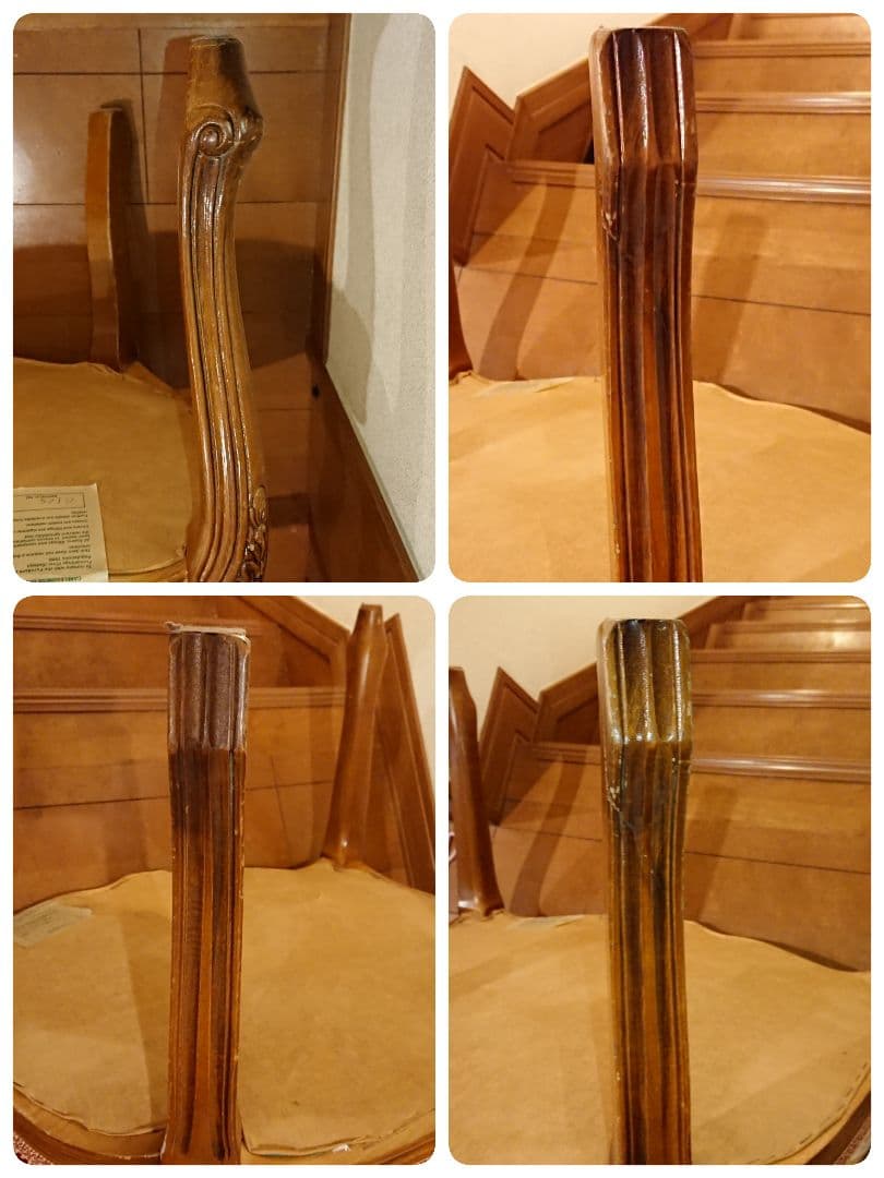 イタリア製 猫脚 アンティーク アームチェア レッドストライプ