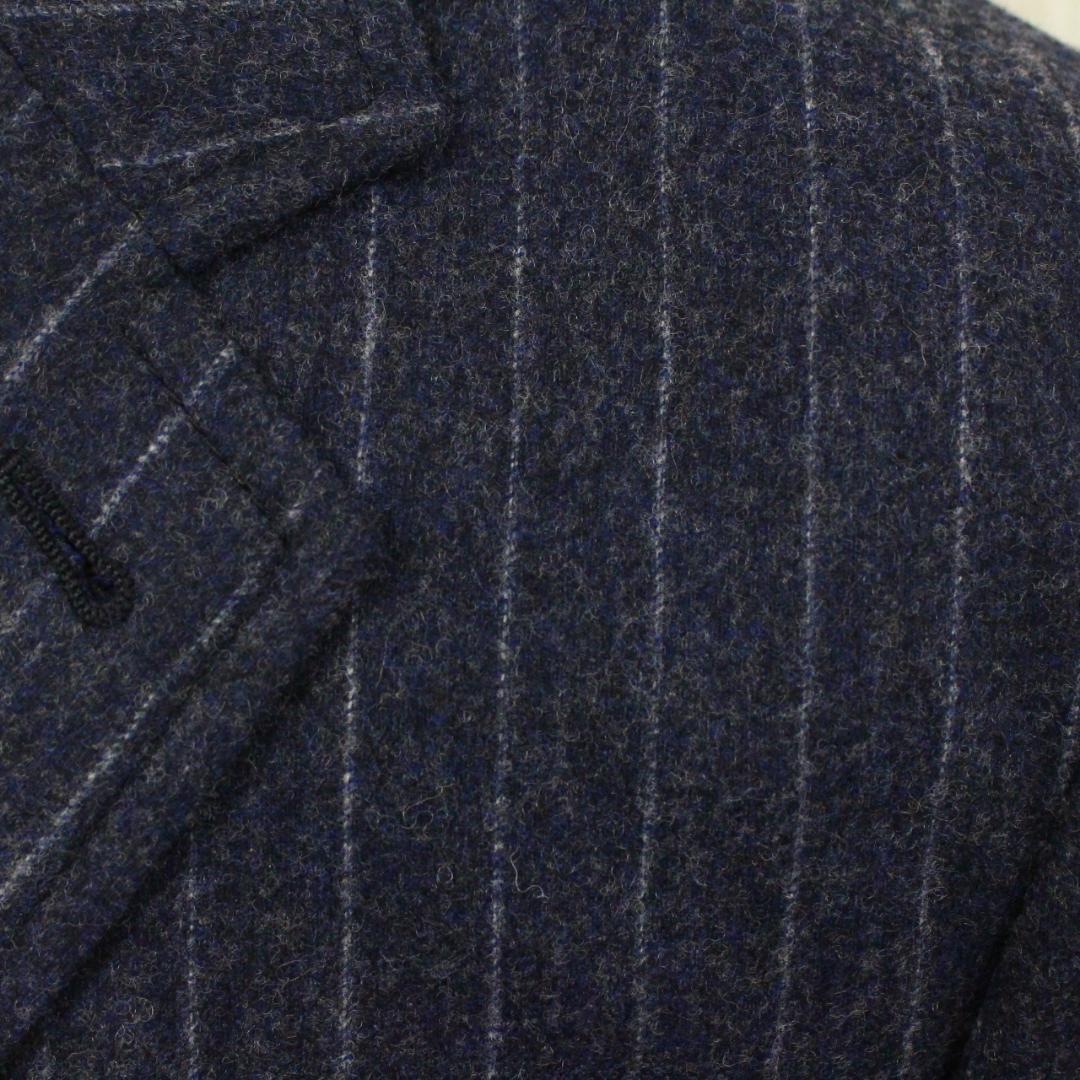 ◇美品 HERMES エルメス メンズ スーツ上下 ネイビーストライプ ウール