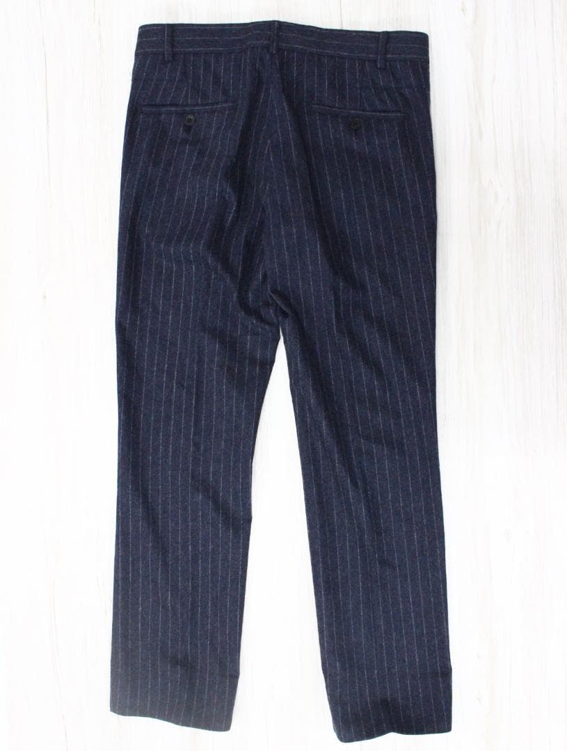 ◇美品 HERMES エルメス メンズ スーツ上下 ネイビーストライプ ウール