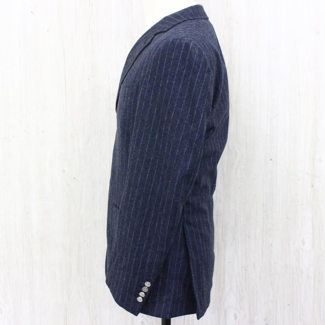 ◇美品 HERMES エルメス メンズ スーツ上下 ネイビーストライプ ウール
