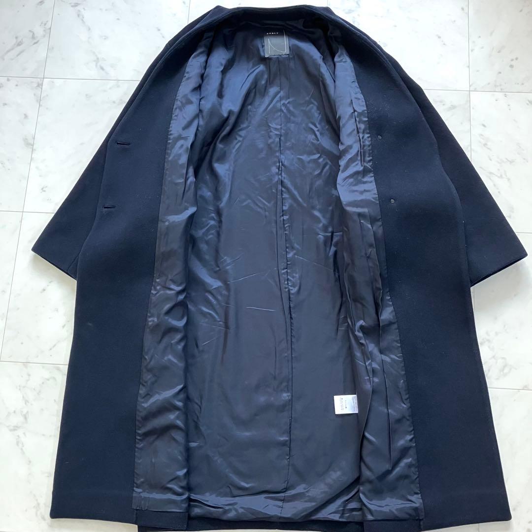 ノーブル MTRチェスターディテールVカラーコート ネイビー 36 カシミヤ混