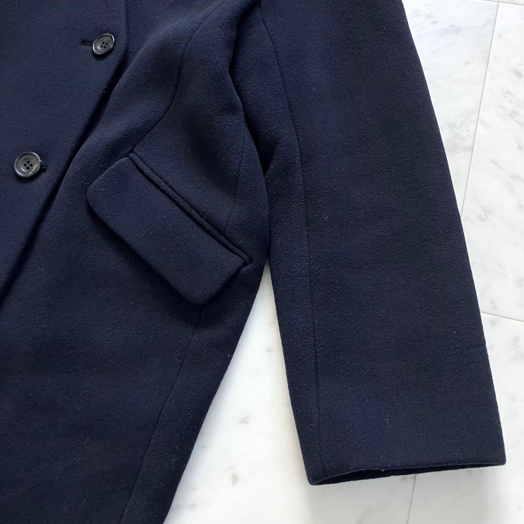 ノーブル MTRチェスターディテールVカラーコート ネイビー 36 カシミヤ混