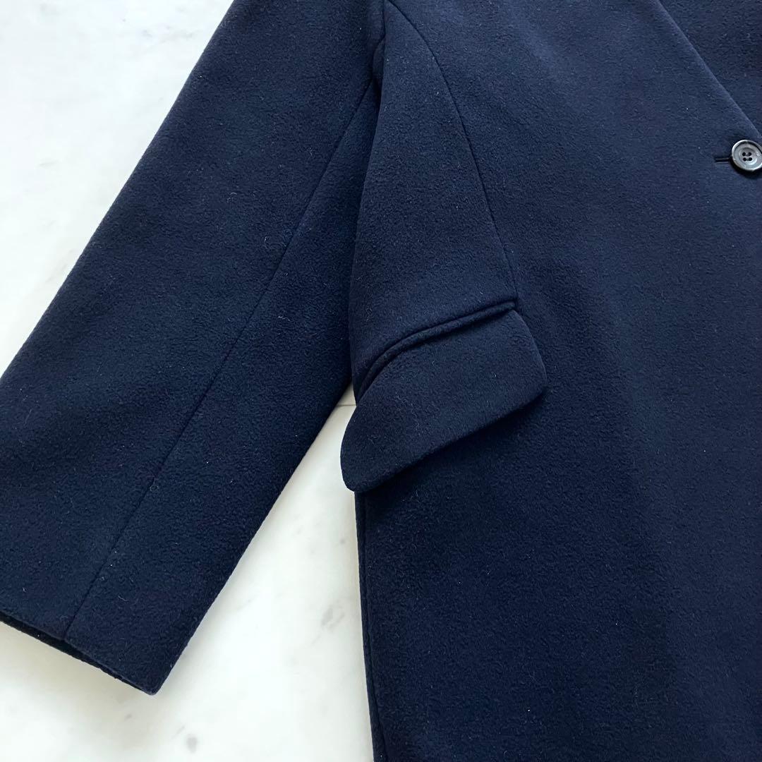 ノーブル MTRチェスターディテールVカラーコート ネイビー 36 カシミヤ混