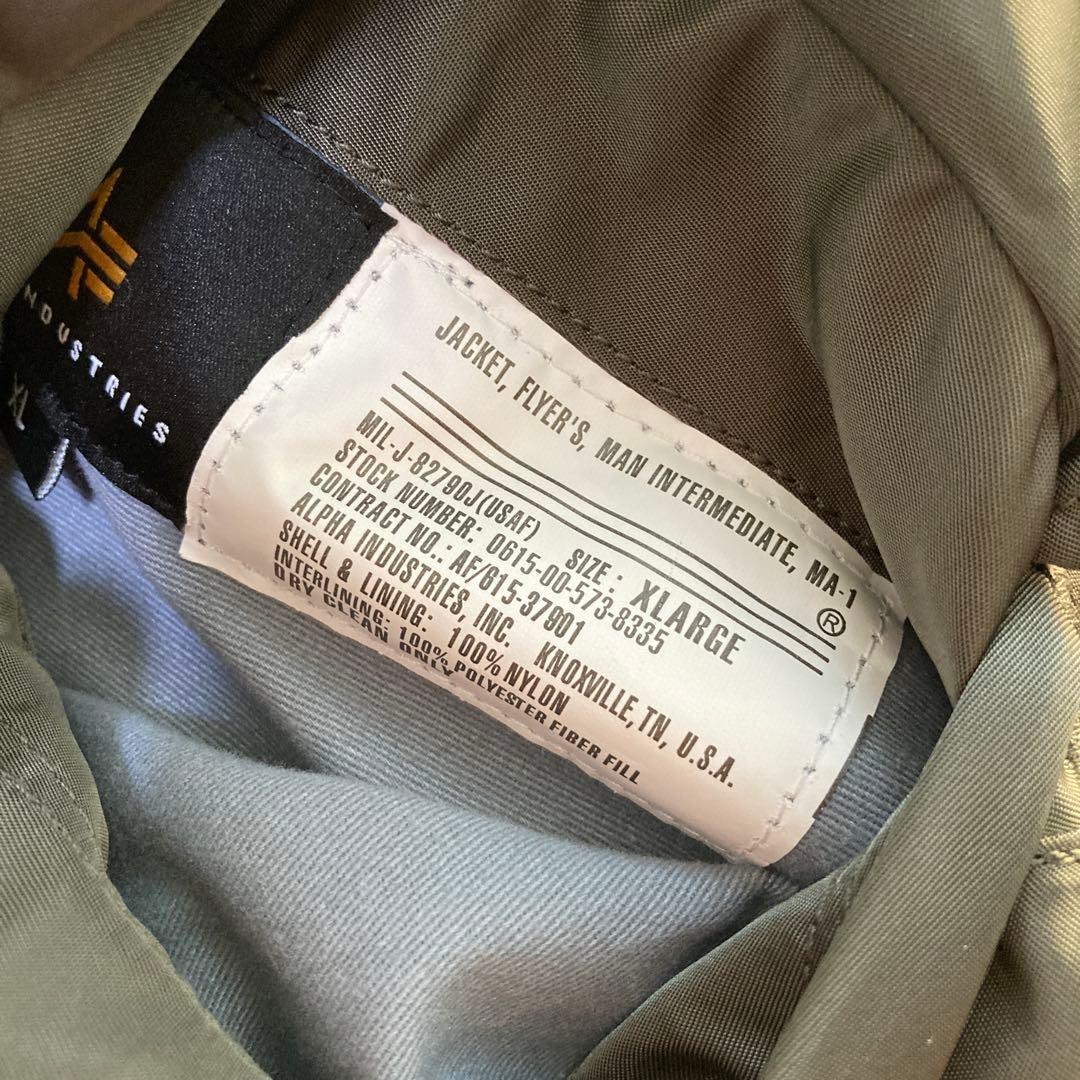 アルファインダストリー MA1 フライトジャケット XL セージグリーン