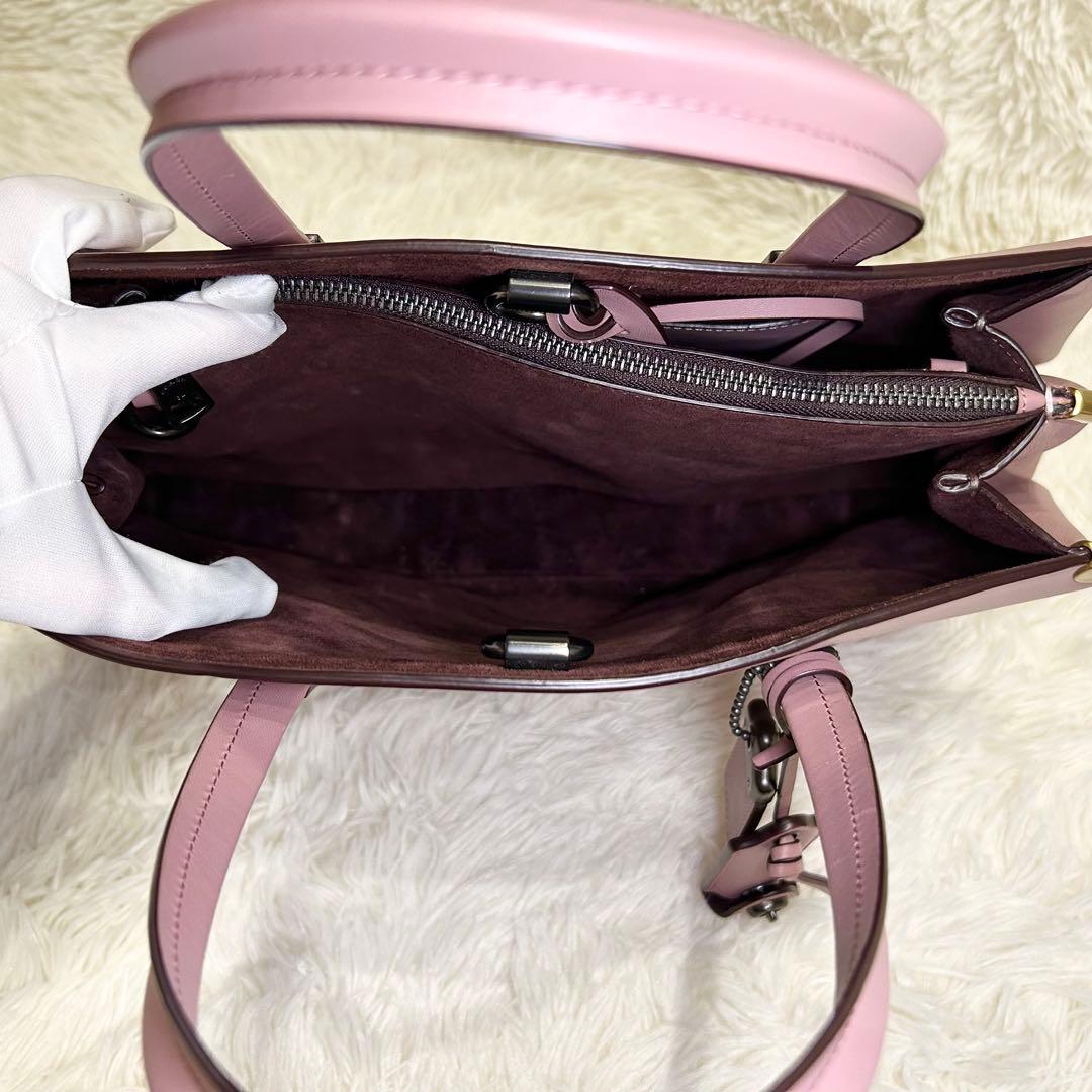 美品2WAY コーチ ワンショルダー ハンドバッグ レザー スエード ピンク