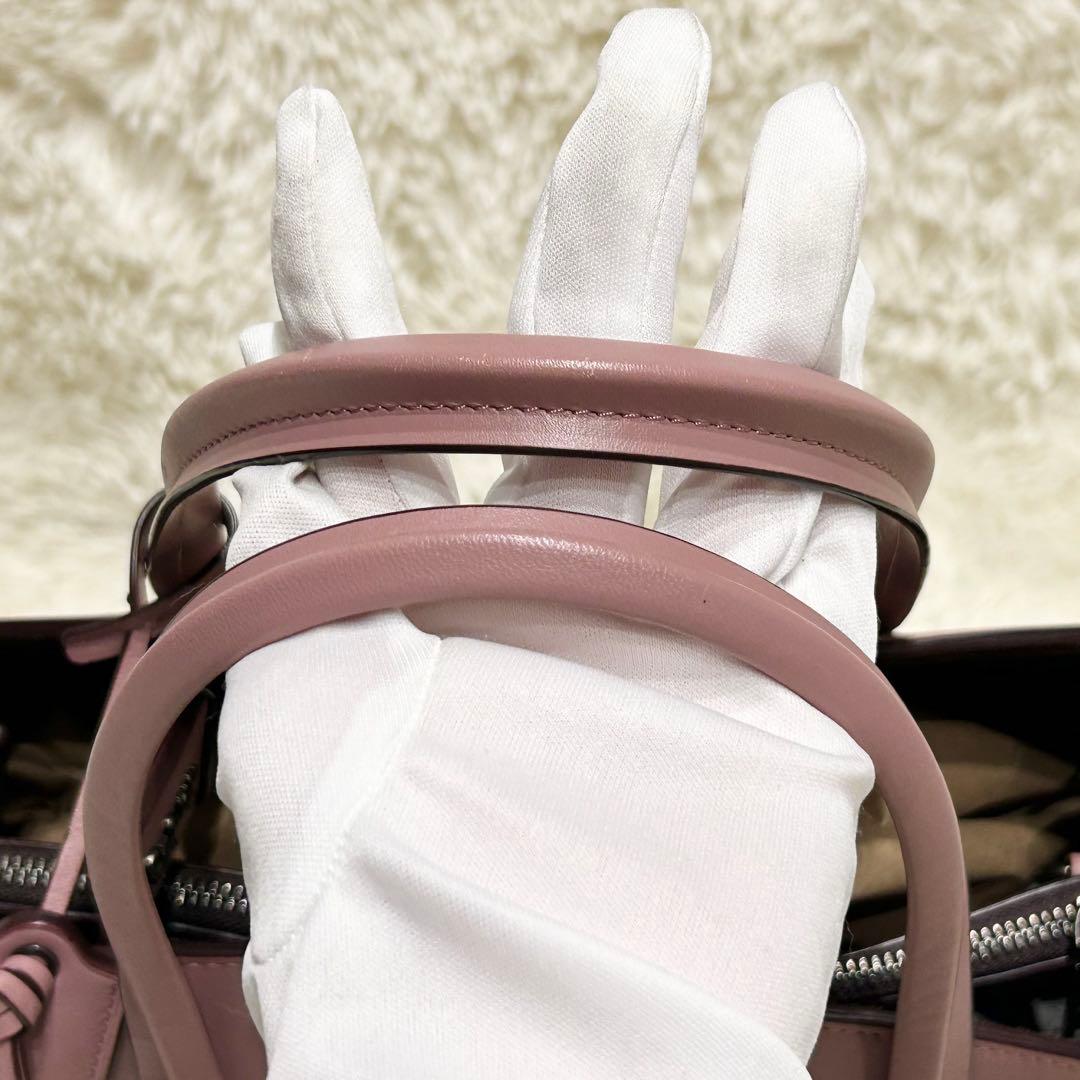 美品2WAY コーチ ワンショルダー ハンドバッグ レザー スエード ピンク