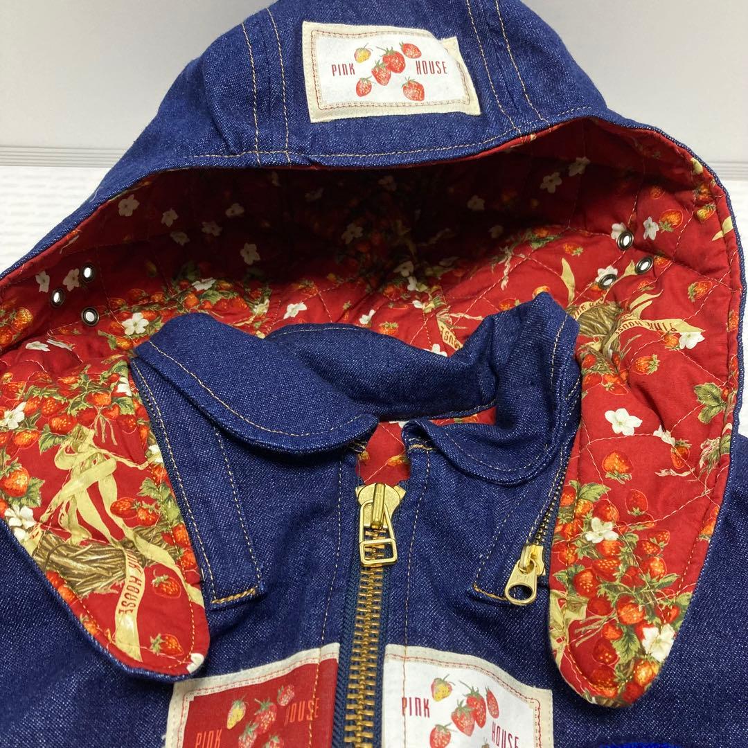 極美品　希少　ピンクハウス デニムブルゾン ゼッケン 苺 フード ワッペン　S