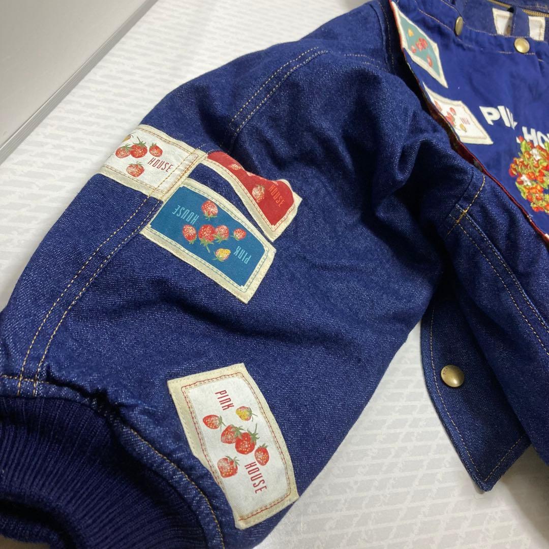 極美品　希少　ピンクハウス デニムブルゾン ゼッケン 苺 フード ワッペン　S