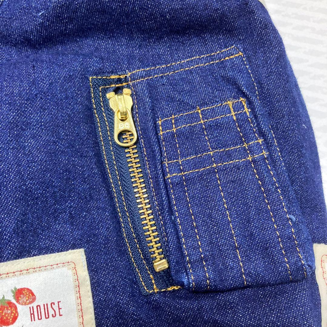 極美品　希少　ピンクハウス デニムブルゾン ゼッケン 苺 フード ワッペン　S