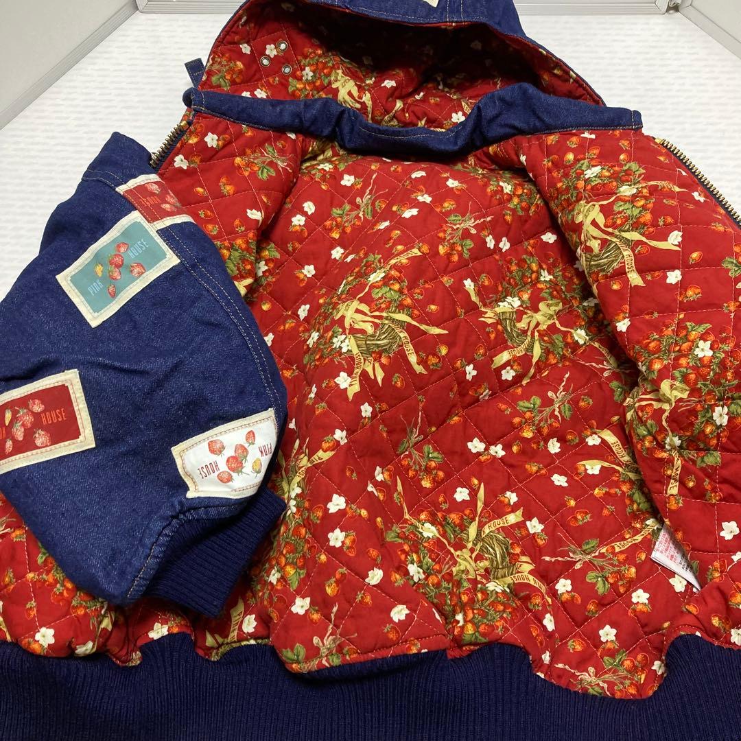 極美品　希少　ピンクハウス デニムブルゾン ゼッケン 苺 フード ワッペン　S