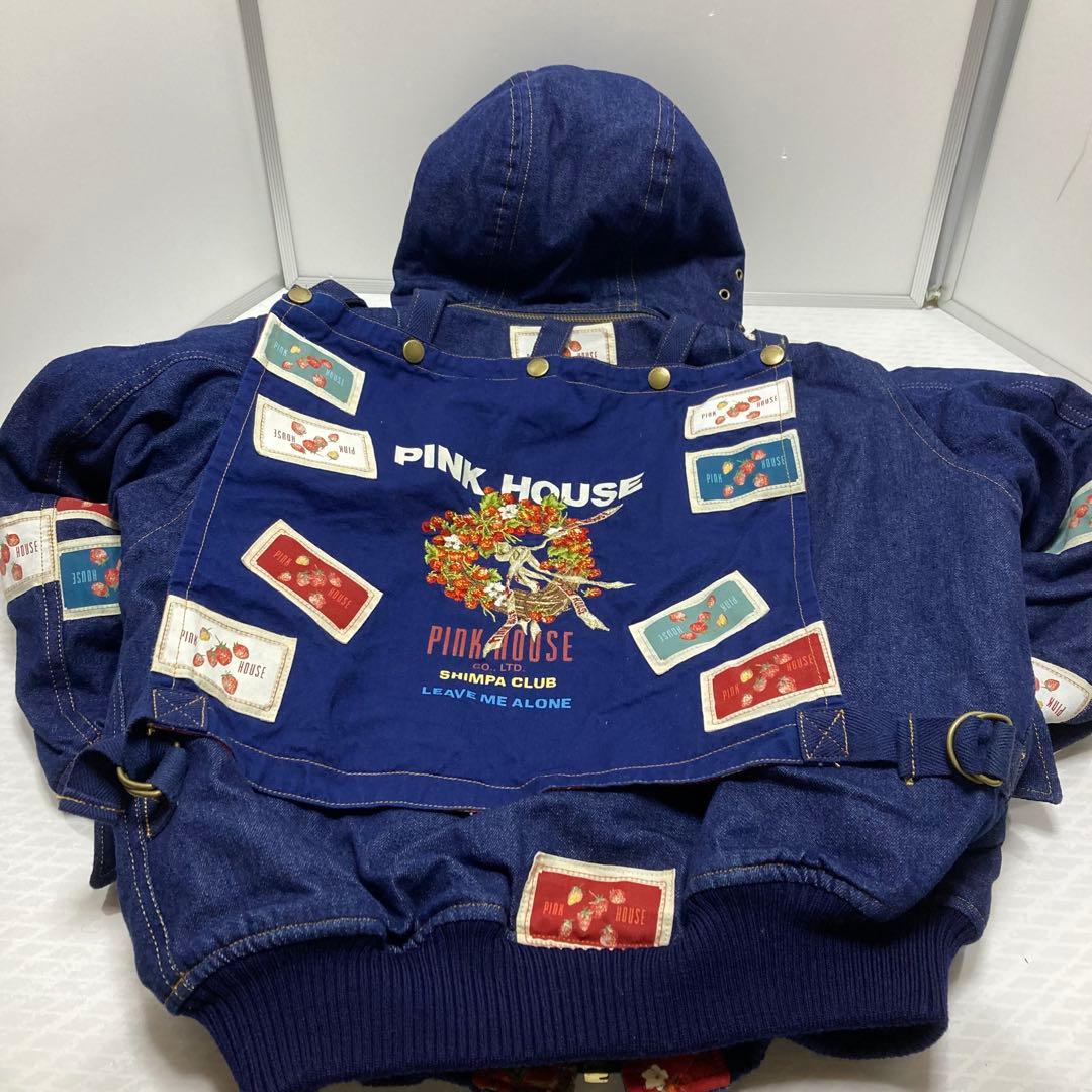 極美品　希少　ピンクハウス デニムブルゾン ゼッケン 苺 フード ワッペン　S