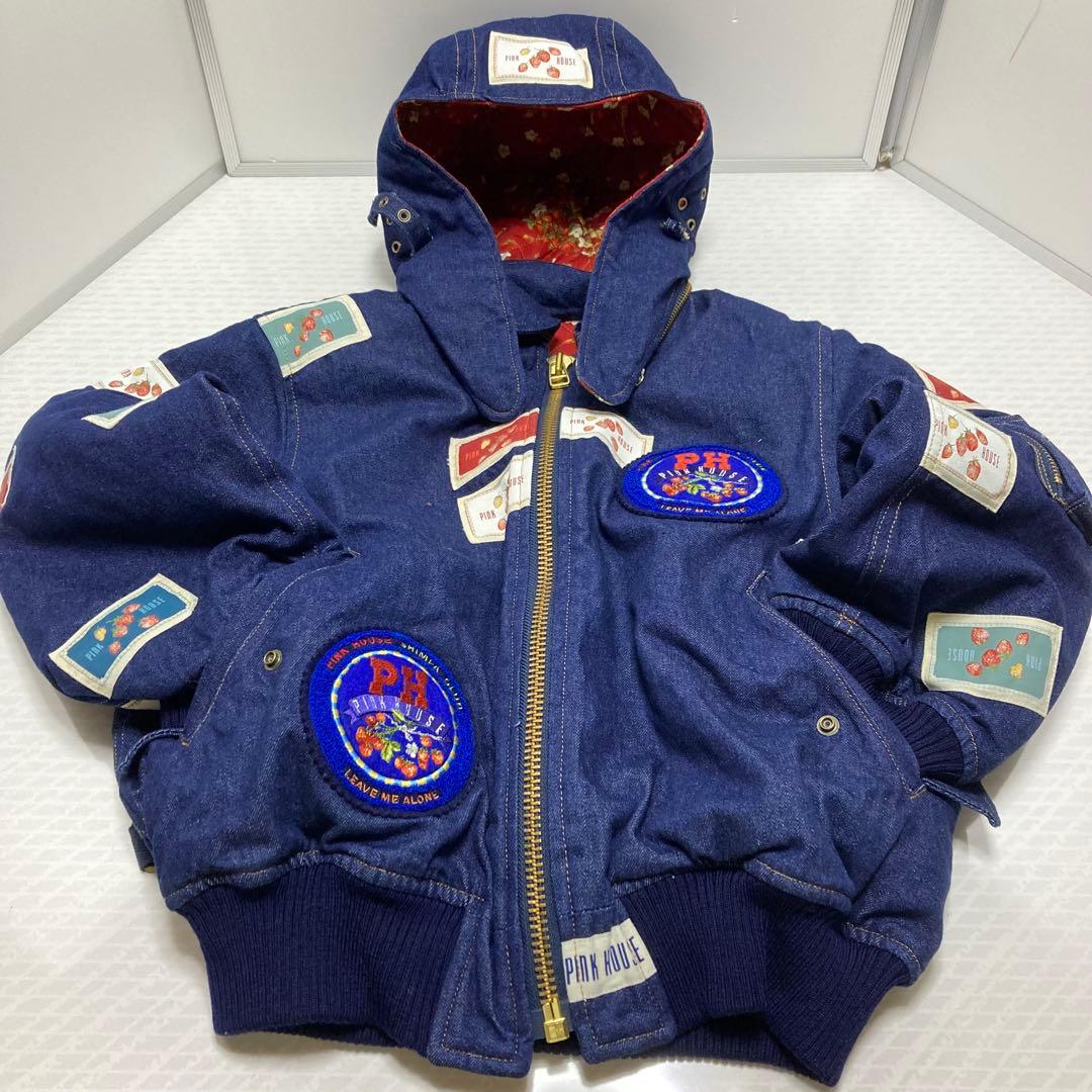 極美品　希少　ピンクハウス デニムブルゾン ゼッケン 苺 フード ワッペン　S