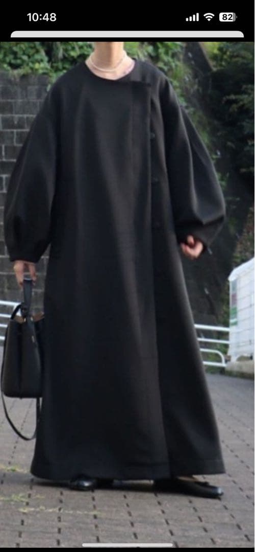 お値下げ美品　PERNA ペルナ ボリューム袖ロングコート ブラック　L