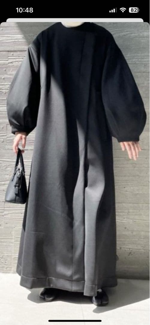 お値下げ美品　PERNA ペルナ ボリューム袖ロングコート ブラック　L