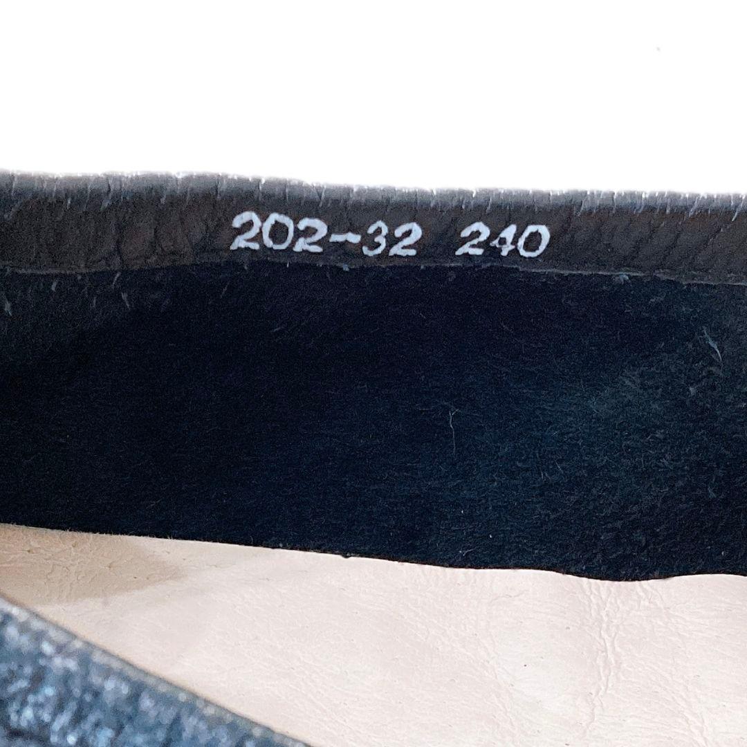 極美品✨エスタシオン　花モチーフ　フラットシューズ　本革　黒　24cm