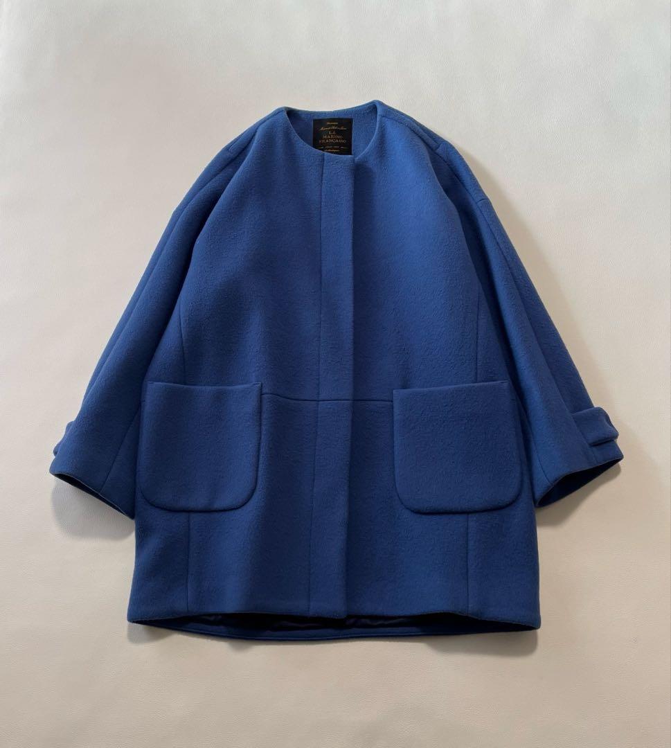 b1724＊ マリンフランセーズ ノーカラー ウールブレンド コート