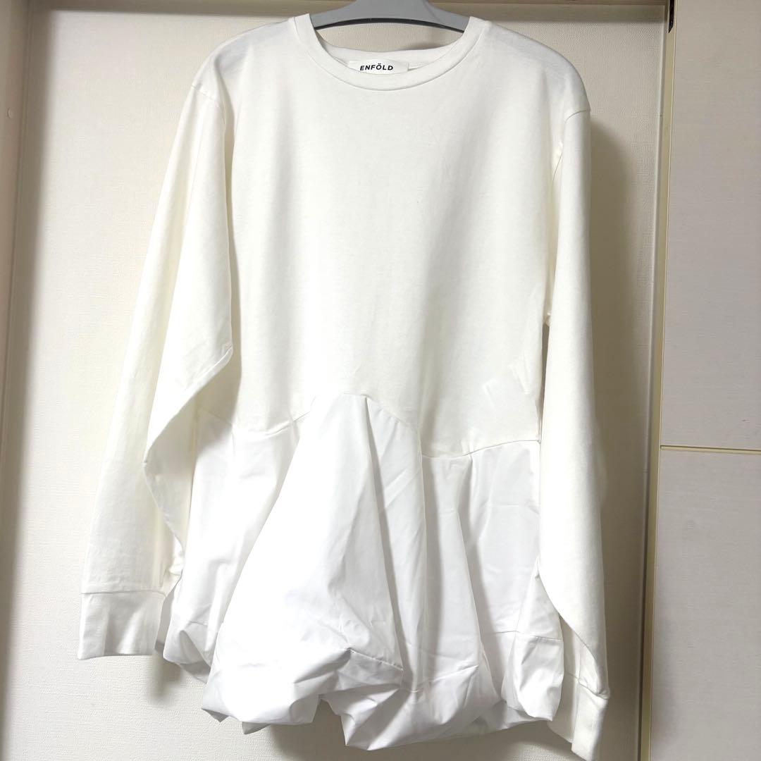24年 ENFOLDモダン天竺 スクエアペプラム ロンT ブラウス エンフォルド