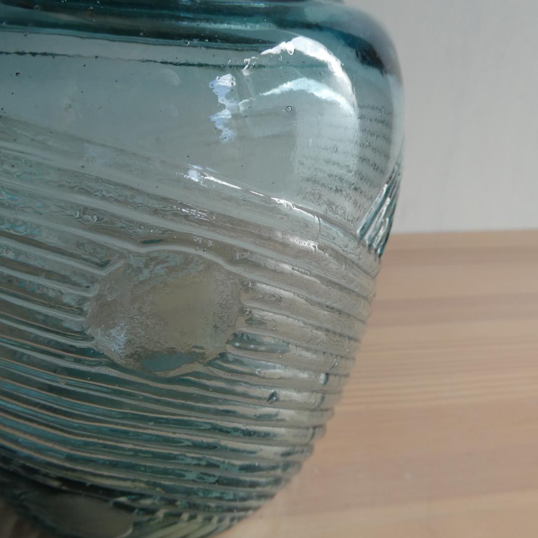 あめや瓶　ガラス瓶アルミ蓋付き　薄い青　戦前