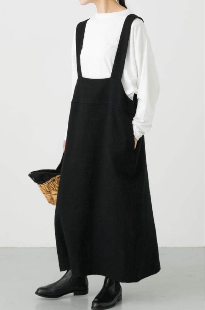 かぐれ　ブラック サロペットワンピース サスペンダー　サイズ1