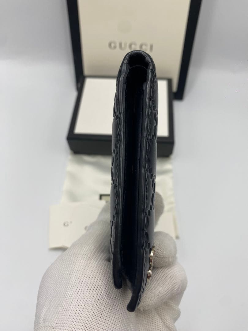 【美品】GUCCI グッチ メンズ財布 ブラックレザー二つ折り財布 財布 黒