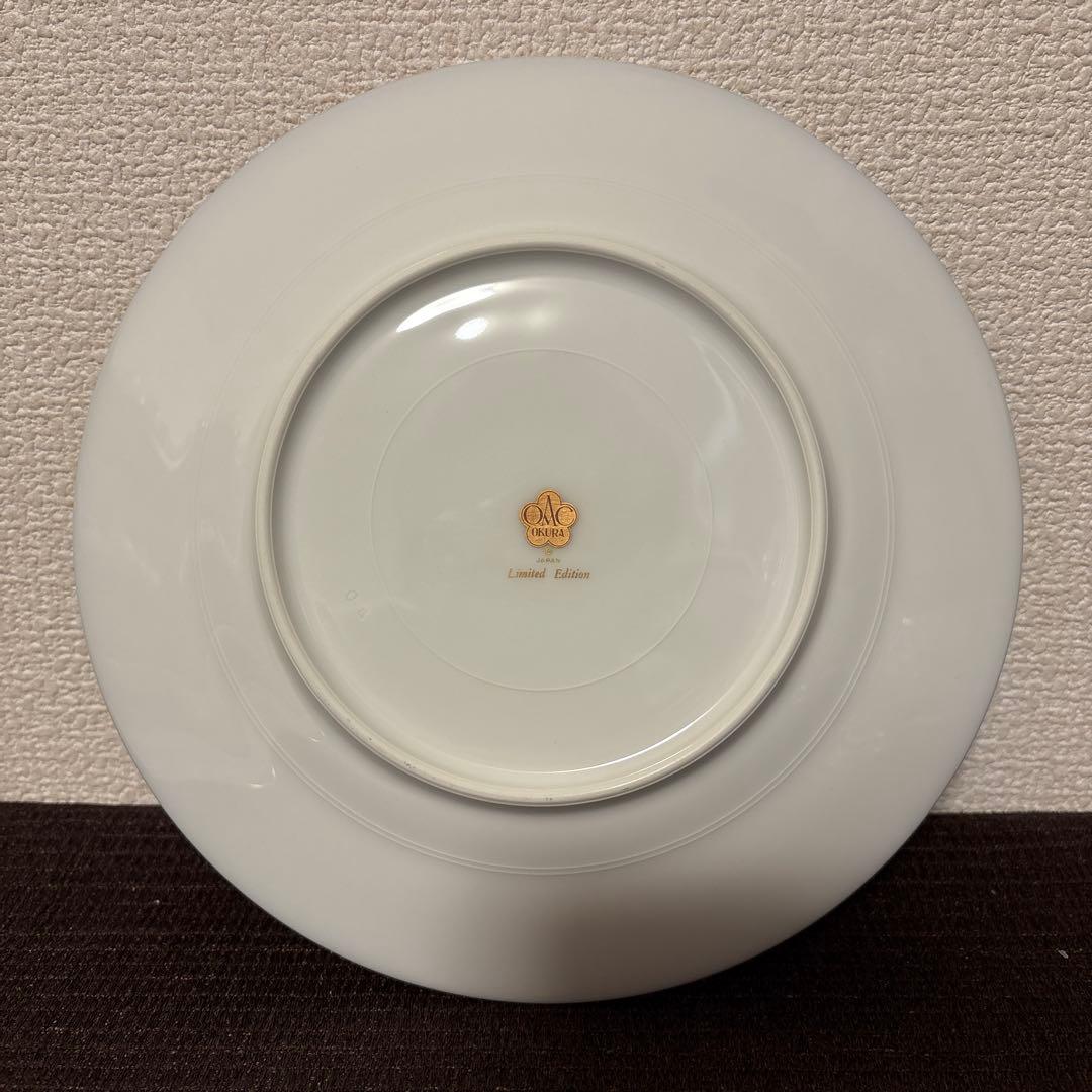 大倉陶園　ロイヤルブルー　瑠璃金彩金蝕稲穂　デザートプレート　20cm