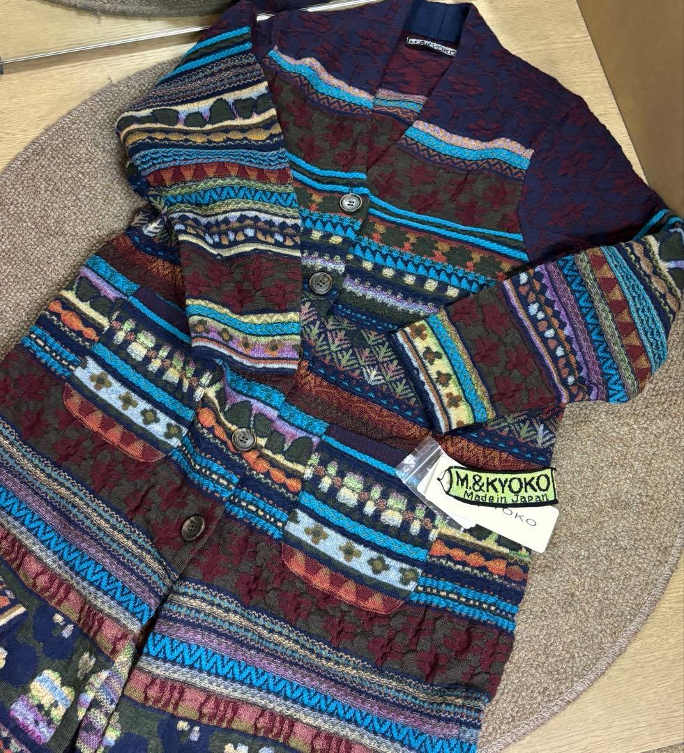 ☆新品☆ M.＆Kyoko ジャガード柄ニットコート