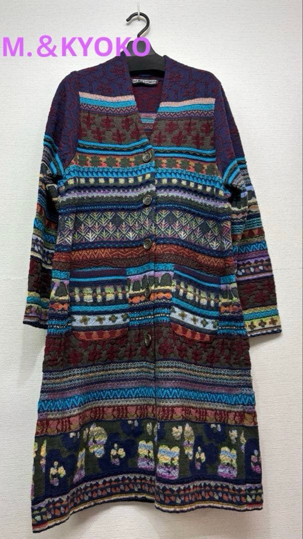 ☆新品☆ M.＆Kyoko ジャガード柄ニットコート