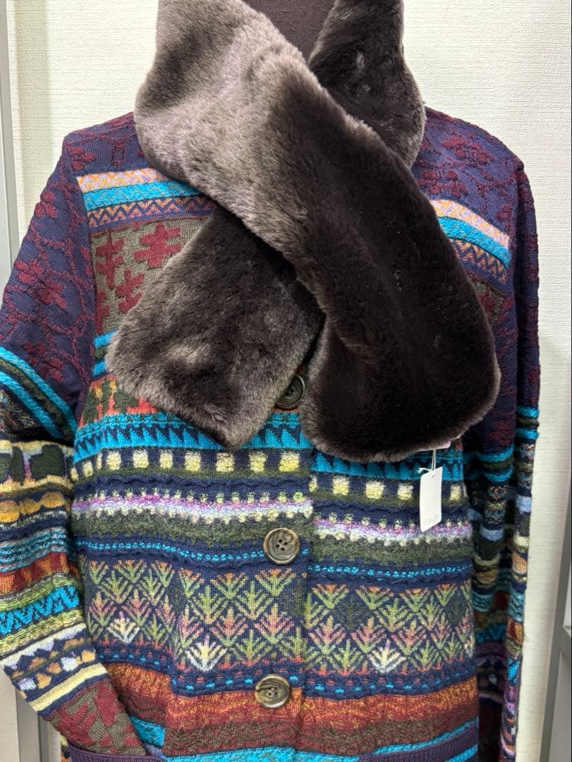 ☆新品☆ M.＆Kyoko ジャガード柄ニットコート