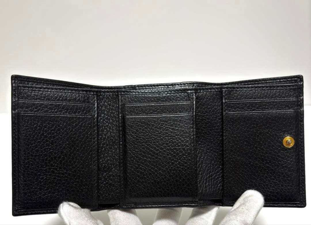 GUCCI グッチ 三つ折り財布 GGマーモント レザー Wホック