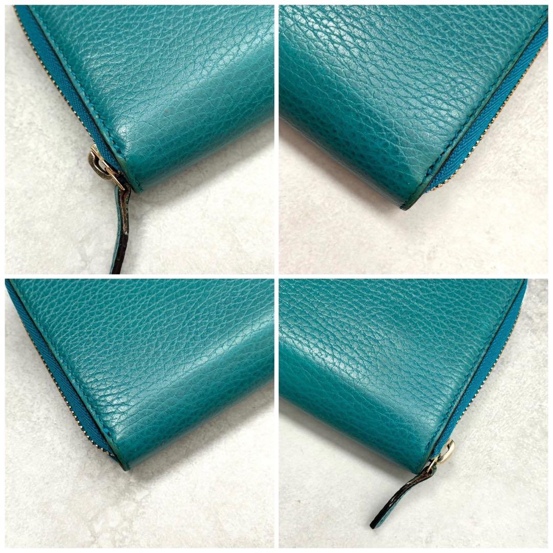 ✨美品✨グッチ 長財布 インターロッキングG レザー ターコイズブルー 付属品