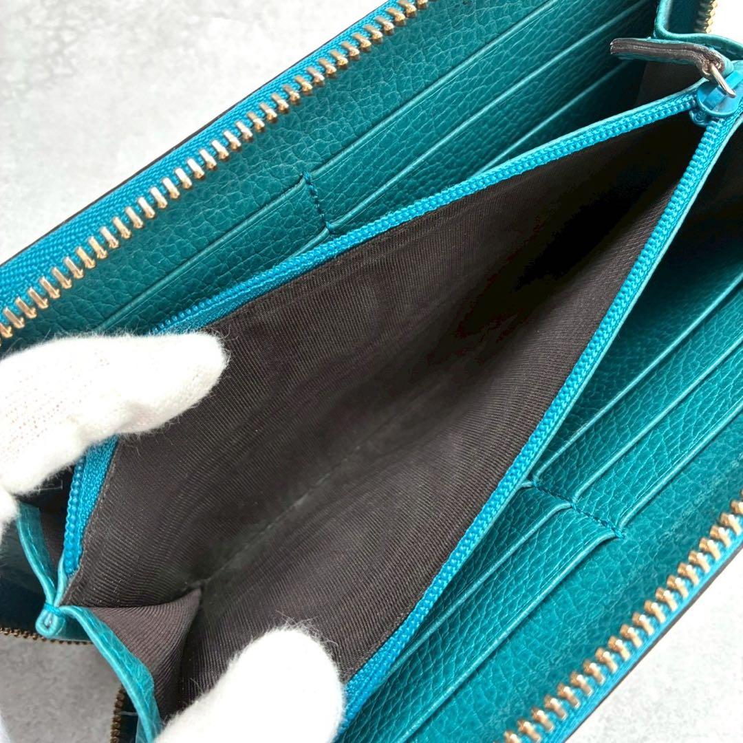 ✨美品✨グッチ 長財布 インターロッキングG レザー ターコイズブルー 付属品