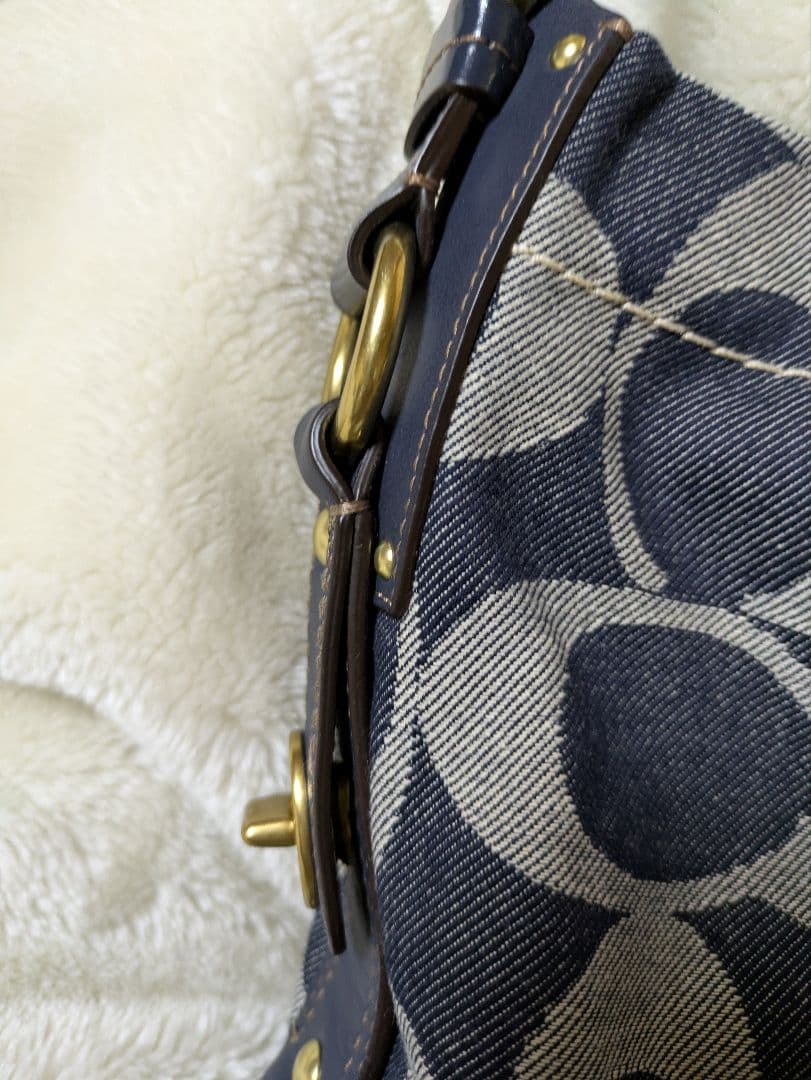 COACH ワンショルダーバッグ デニム風 ネイビー　美品
