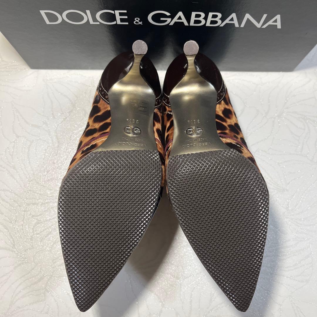 Dolce & Gabbana 【新品未使用品】ヒール豹柄 毛皮25.5cm