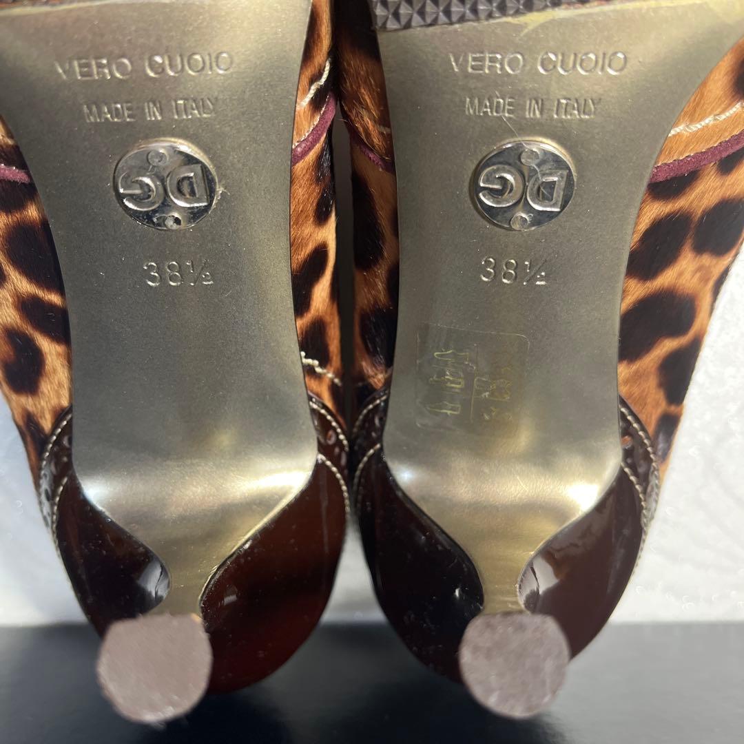 Dolce & Gabbana 【新品未使用品】ヒール豹柄 毛皮25.5cm