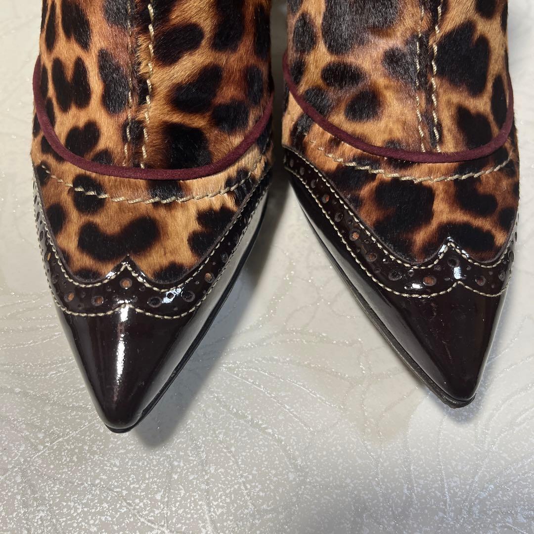 Dolce & Gabbana 【新品未使用品】ヒール豹柄 毛皮25.5cm