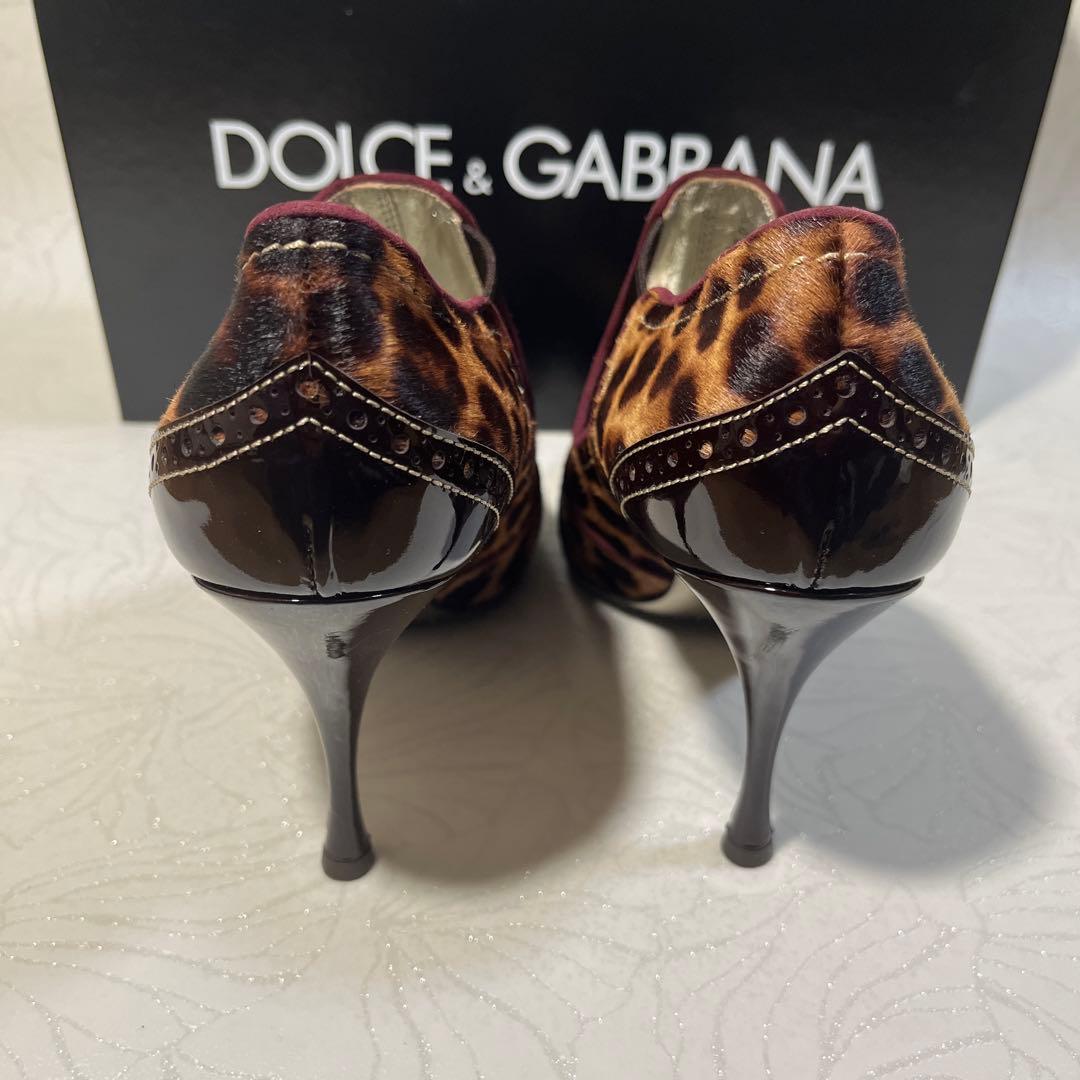 Dolce & Gabbana 【新品未使用品】ヒール豹柄 毛皮25.5cm