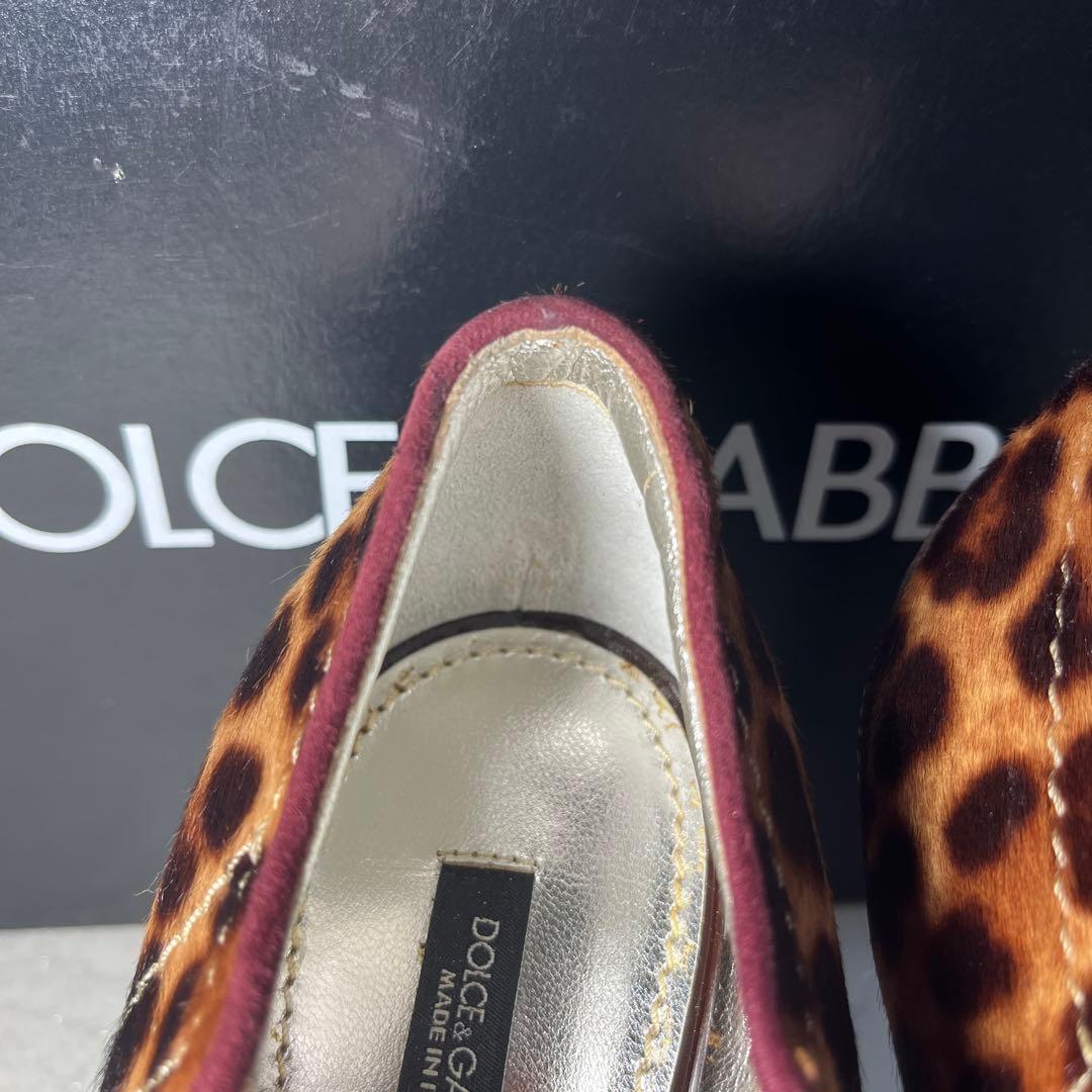 Dolce & Gabbana 【新品未使用品】ヒール豹柄 毛皮25.5cm