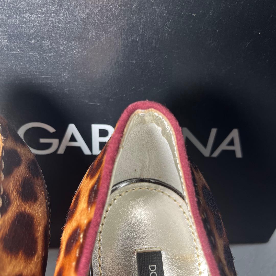 Dolce & Gabbana 【新品未使用品】ヒール豹柄 毛皮25.5cm