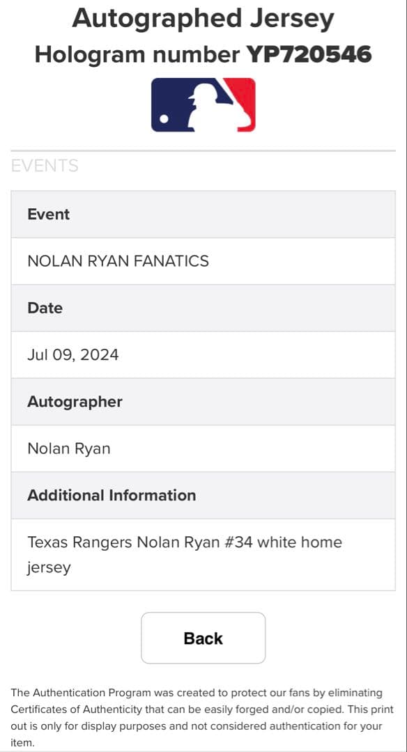 MLB ノーラン・ライアン サインユニホーム Mitchell & Ness