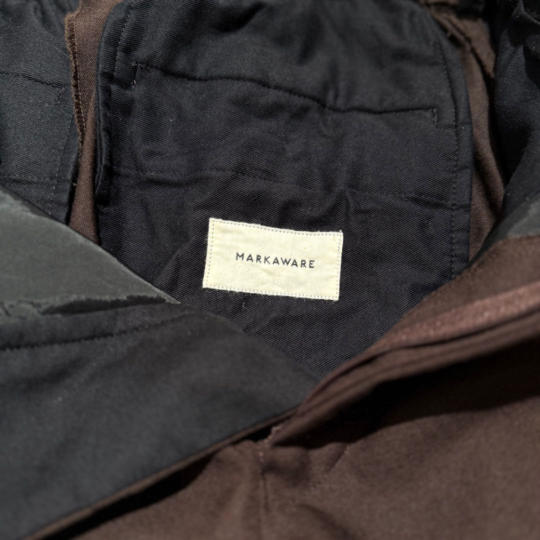 MARKAWARE ペグトップウールスラックス 2 ダークブラウン
