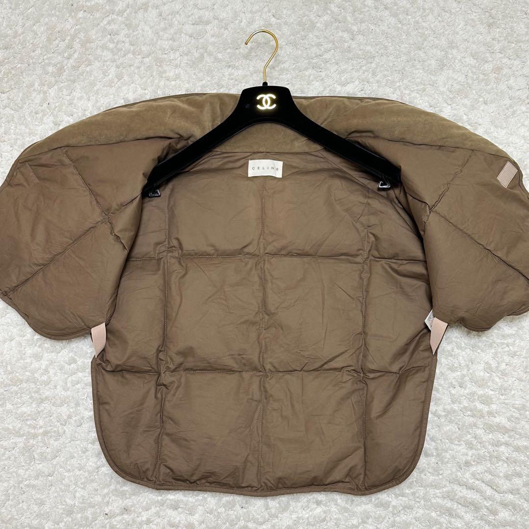 【美品】CELINE セリーヌ ダウンポンチョ トリオンフ柄 ブラウン