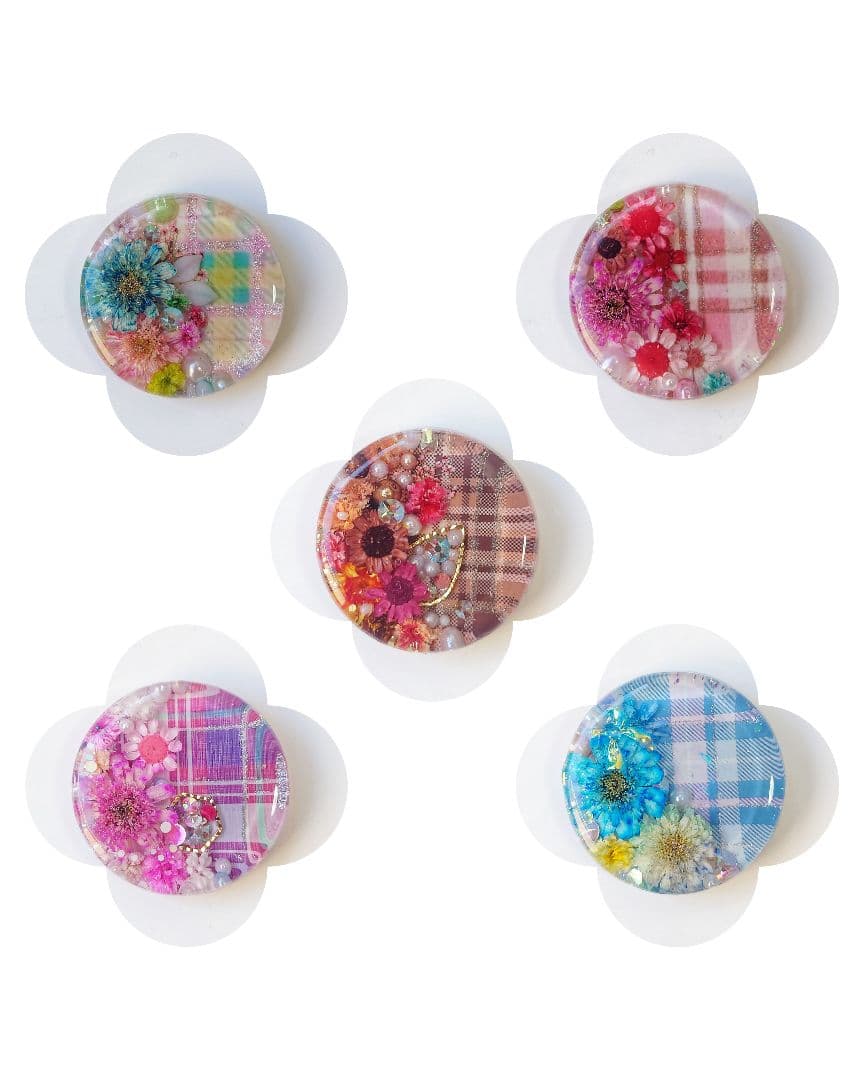 レジン　猫　ドライフラワー　ヘアゴム　ブローチ　ポニーフック　No.381