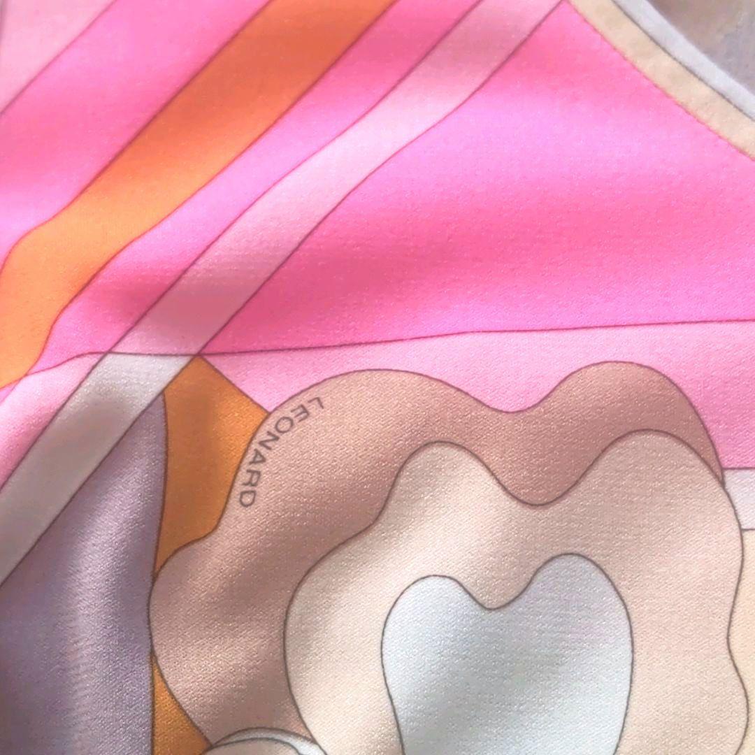 LEONARD　ロゴ入り　幾何学×フローラル　七分袖　チュニック　サイズ３