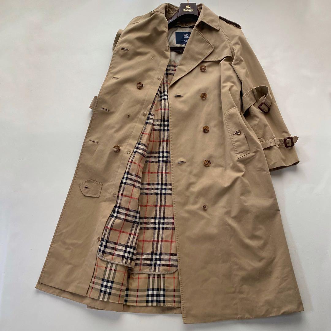 【マキシ丈/美品】バーバリーロンドン トレンチコート ハニー 40 ライナー付